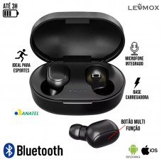 Fone Bluetooth LEF-A6S Lehmox - Preto